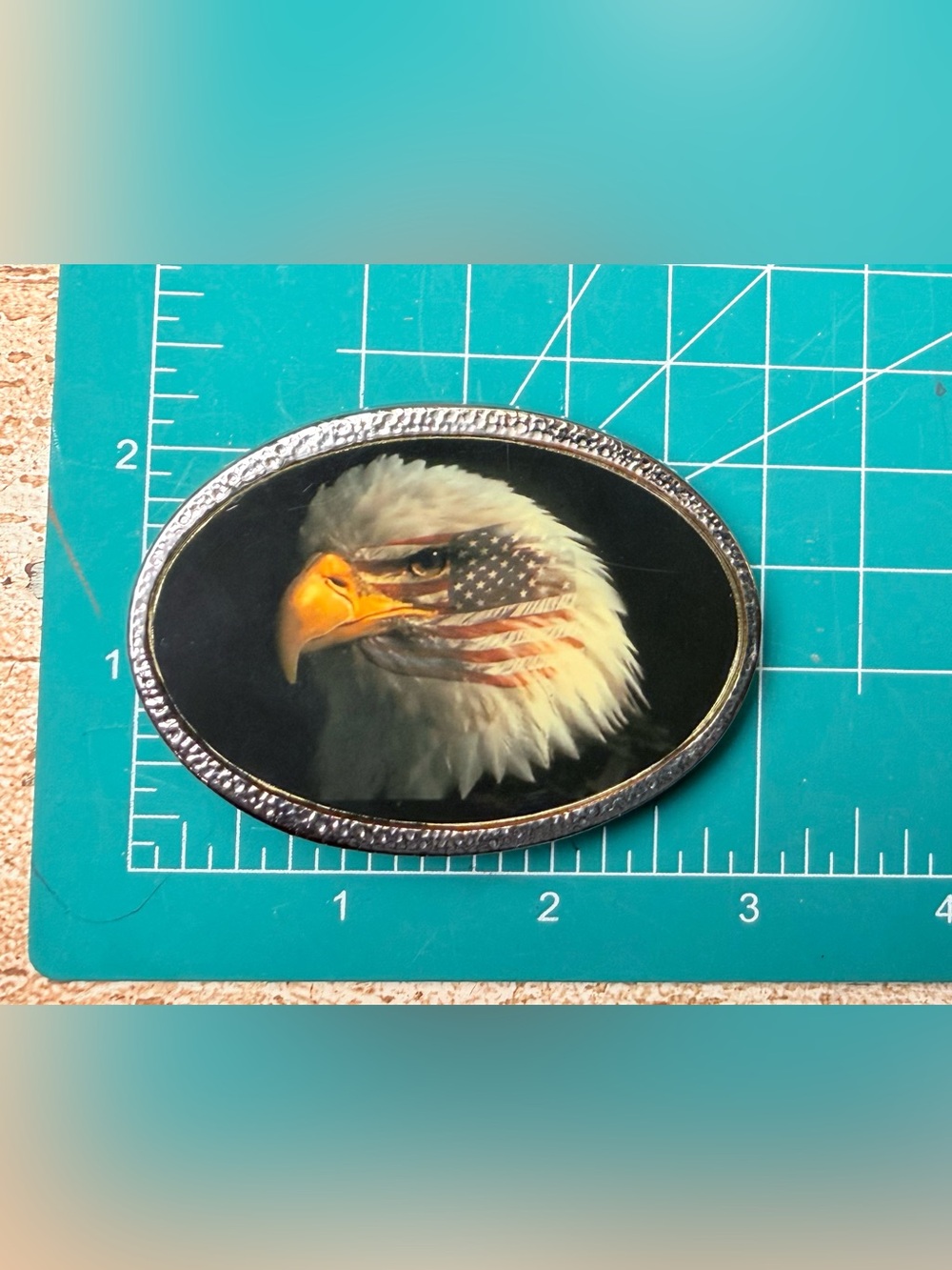 Patriotic Bald Eagle Oval Belt Buckle
